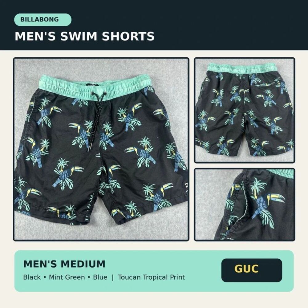 Billabong Men’s Medium Toucan Tropical Swim Trunks